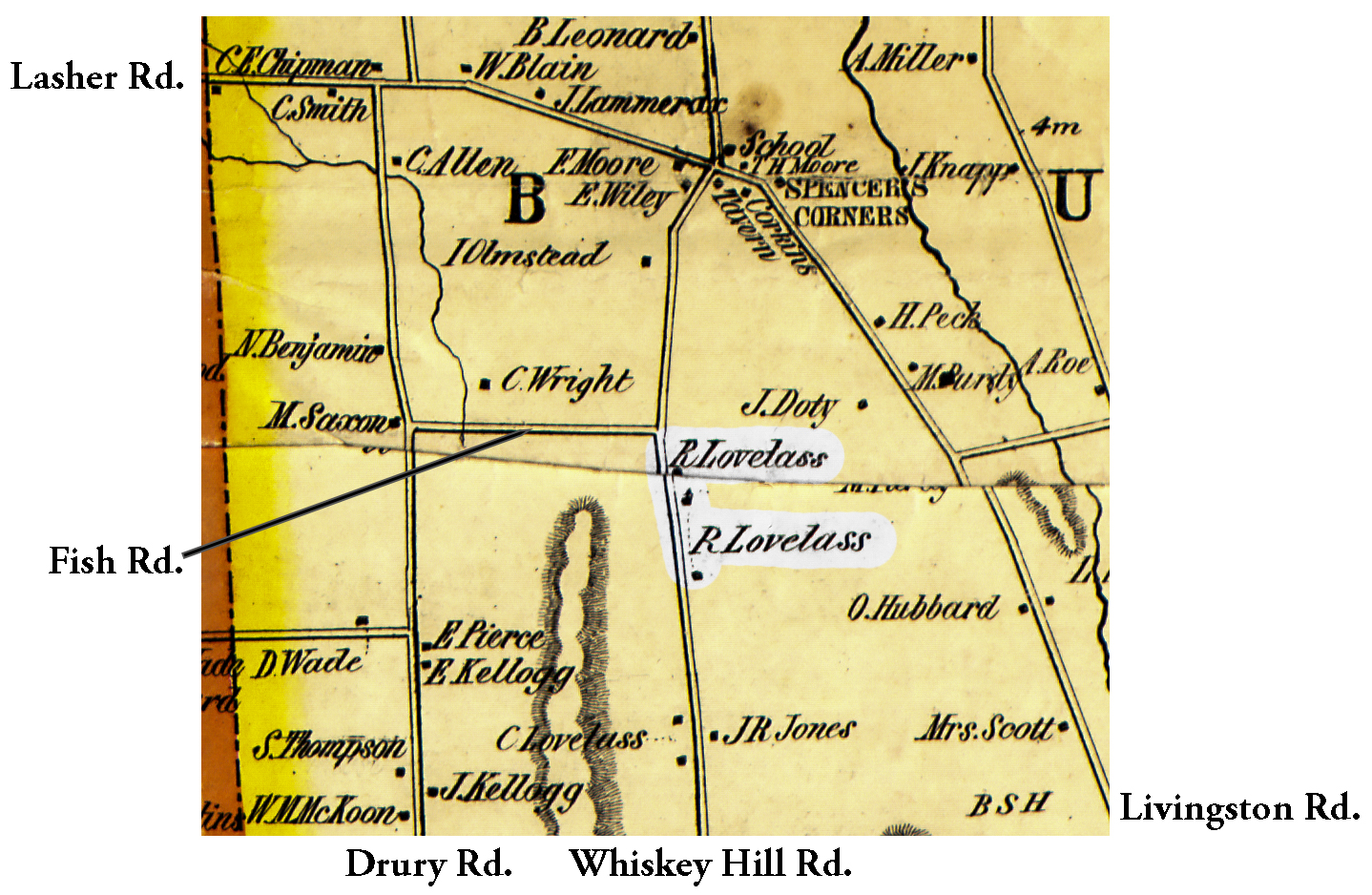 1853 Wayne County But-3 Excerpt Map